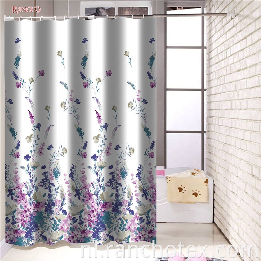 Waterproof shower curtains 100%polyester bathroom shower curtain with hooks